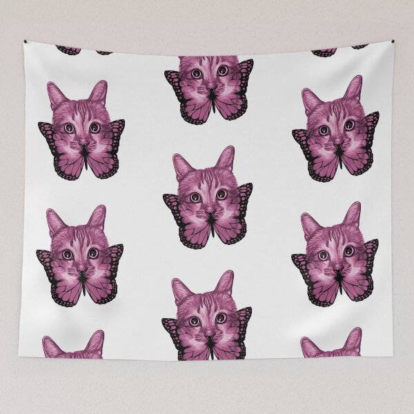 Item preview, Cute Purple and Black Cat and Butterfly Image designed and sold by FunnyCatsFam.
