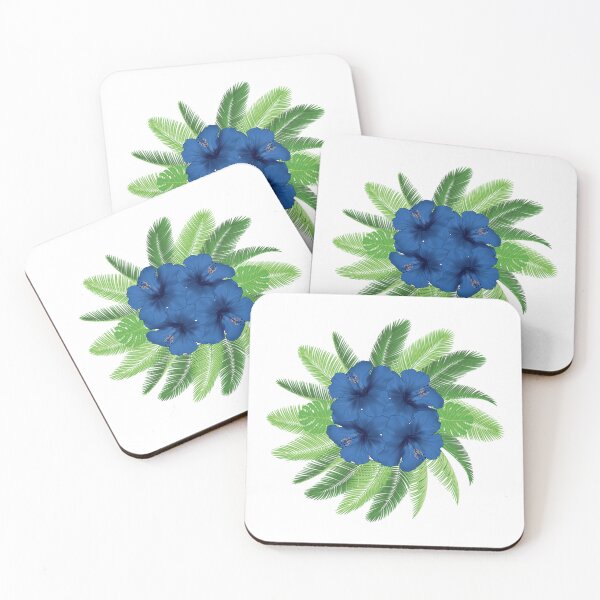 Item preview, Tropical Leaves & Flowers - Blue designed and sold by RetroCave.