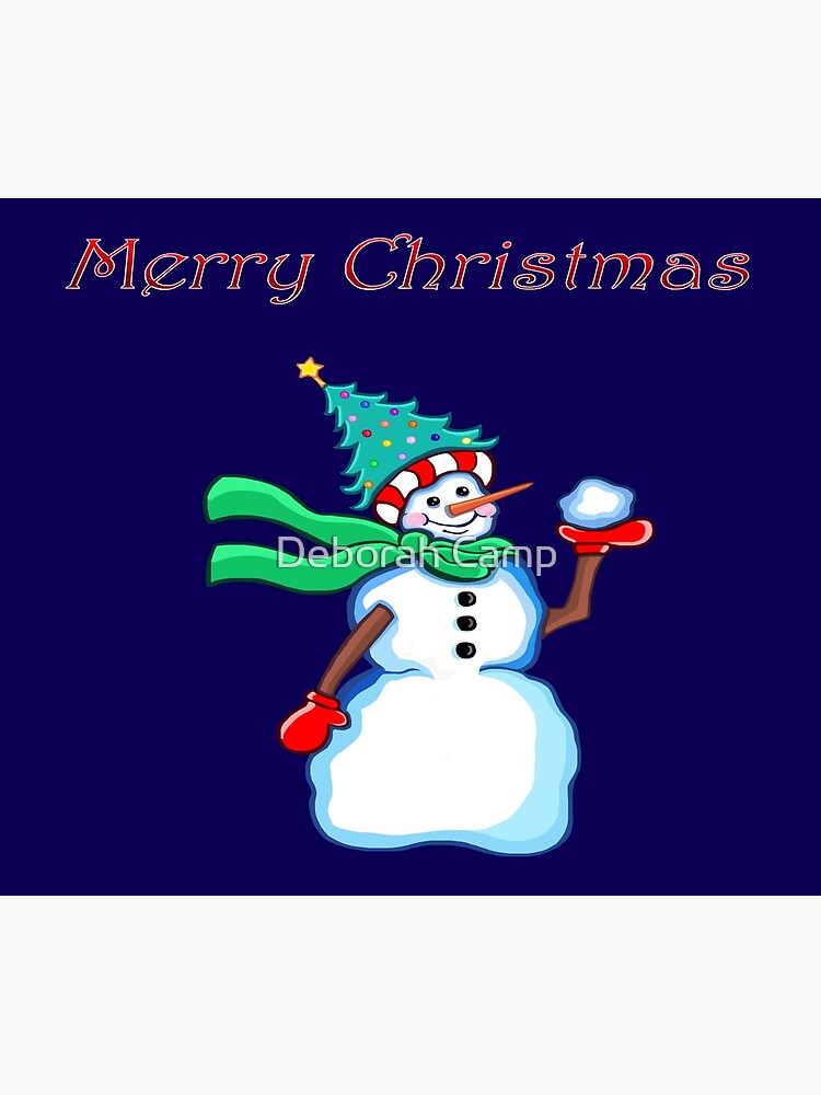 Disover Merry Christmas Snowman  Tapestry