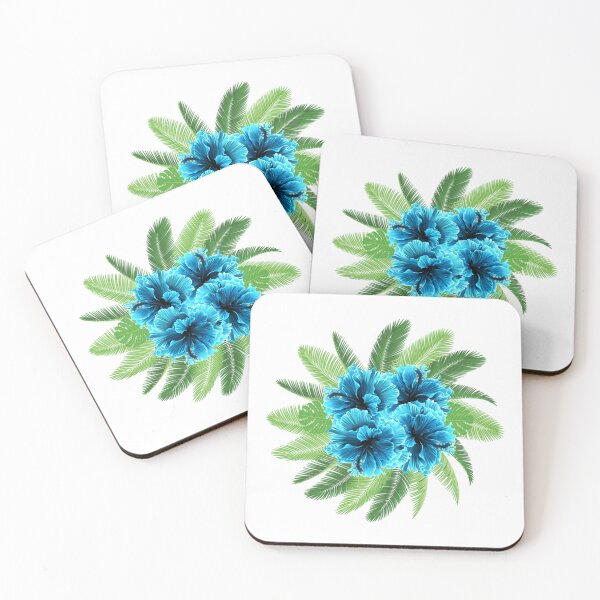 Item preview, Tropical Leaves & Flowers - Turquoise designed and sold by RetroCave.