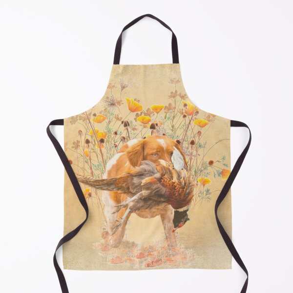 Item preview, Epagneul Breton, Brittany Spaniel hunting pheasant designed and sold by TammyHunterArt.