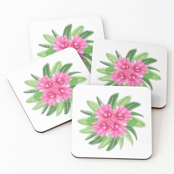Item preview, Tropical Leaves & Flowers - Pink designed and sold by RetroCave.