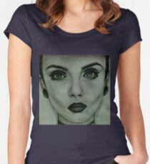 black and white Women's Fitted Scoop T-Shirt