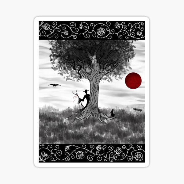 The Man in Black at the Tree of the Crossroads Sticker