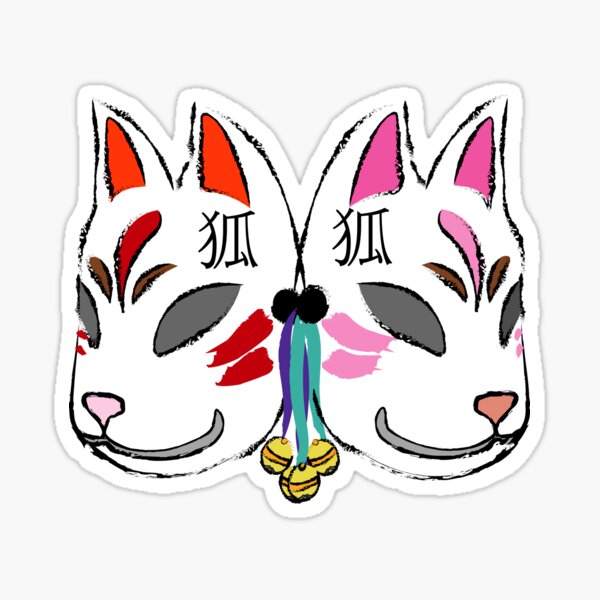 Kitsune Masks Sticker For Sale By Hakomuradesign Redbubble 3418