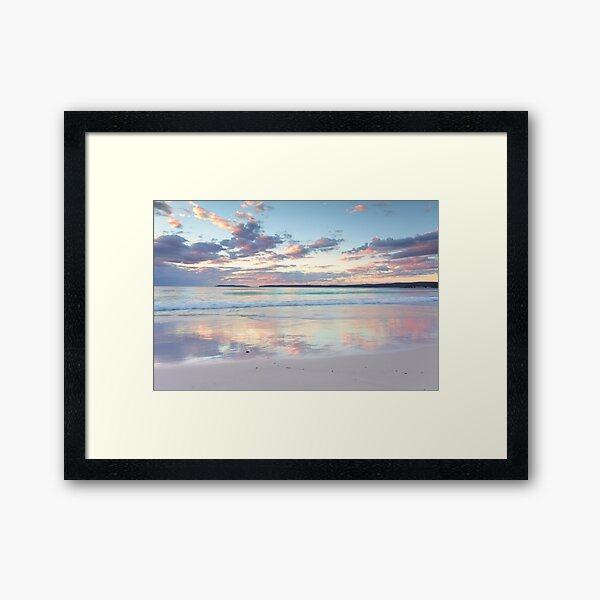 Pretty pastel dawn sunrise at Hyams Beach Australia seascape Framed Art Print