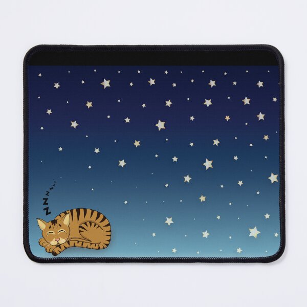 Item preview, 1960s Dreamy Tabby Cat Napping Under Starry Sky designed and sold by felinedreams.