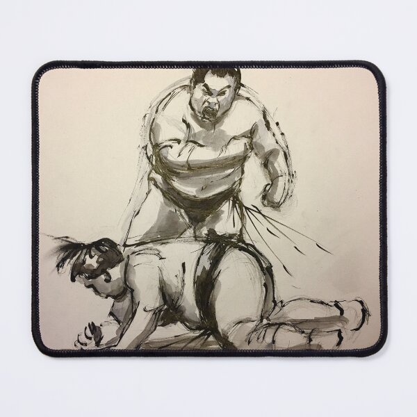 Item preview, Sumo #23 - Sumo wrestlers ink wash painting on vintage paper designed and sold by Rebecca Rees.