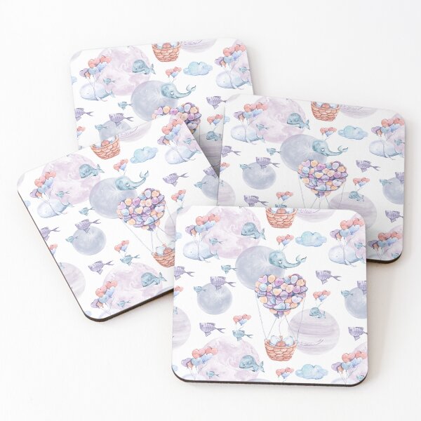 Item preview, Watercolor hand painted cute whale and fish digital painting, repeat pattern designed and sold by tiana-geo.