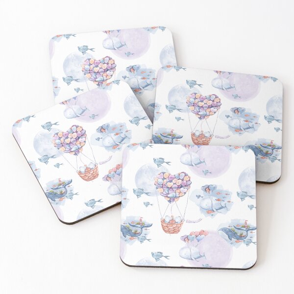 Item preview, Watercolor hand painted cute whale and fish digital painting, repeat pattern designed and sold by tiana-geo.