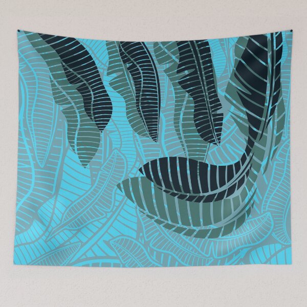 Item preview, Abstract Tropical Blue Banana Leaves Print 004 designed and sold by sunnthreads.