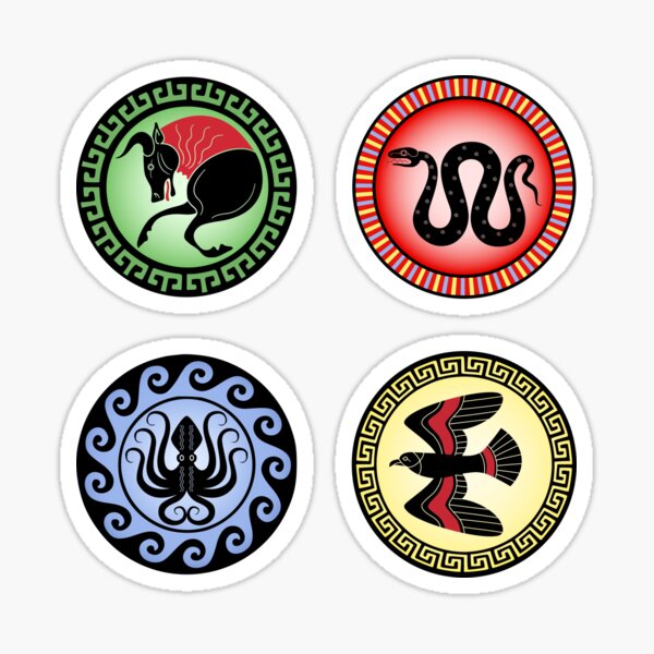 Item preview, Ancient Greek Shields Pack: Serpent, Bull, Hawk, Octopus designed and sold by Happy Puppy Print On Demand.