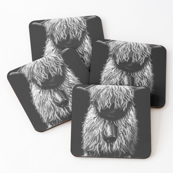 Item preview, Black And White Swiss Valais Blacknose Sheep, Fluffy  Valais Blacknose Sheep Art, Cute Swiss Sheep Farm Animal Portrait, Adorable Swiss Valais Blacknose Sheep  designed and sold by Paintcorner.