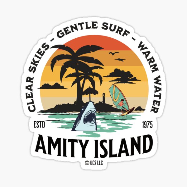 Jaws Fan Art - Amity Island vacation Sticker