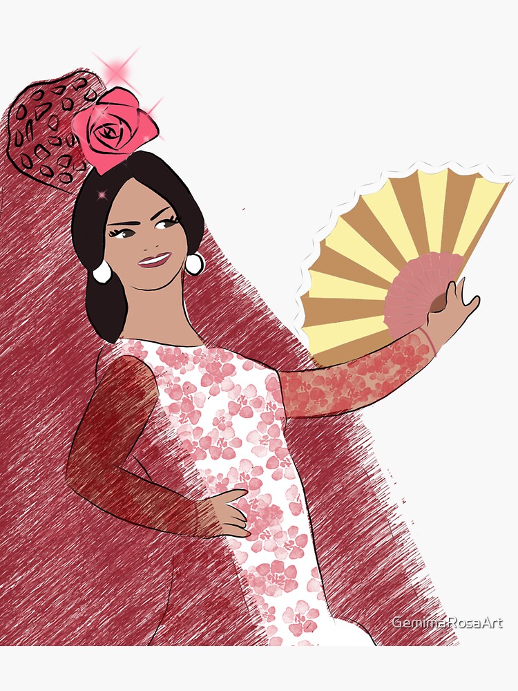 Retro Flamenco Dancer Sticker For Sale By Gemimarosaart Redbubble