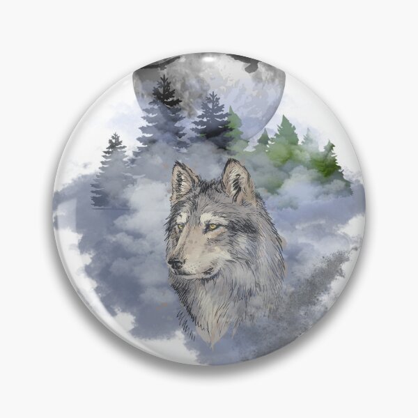 Item preview, Wolf and Moon Illustration designed and sold by EvArtDesigns.