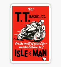T.T. ISLE of MAN: Vintage Motorcycle Racing Print Sticker