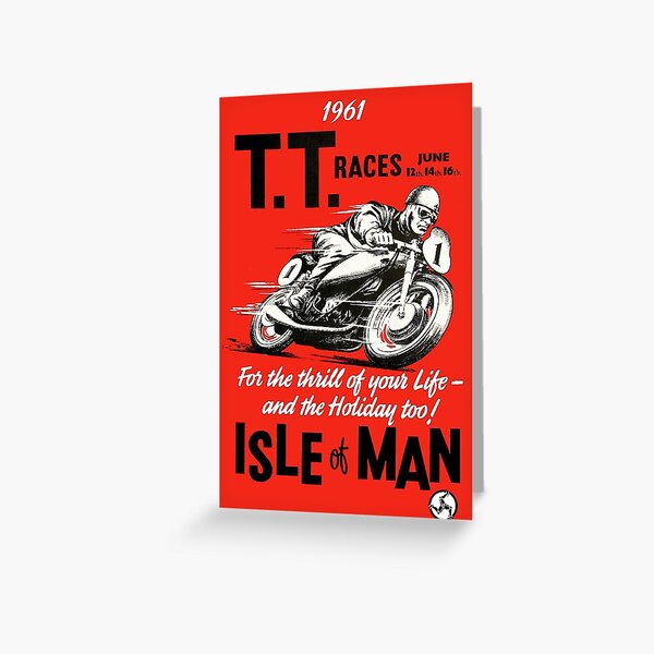 T.T. ISLE of MAN: Vintage Motorcycle Racing Print Greeting Card
