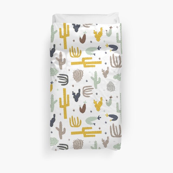 cactus - mustard navy Duvet Cover