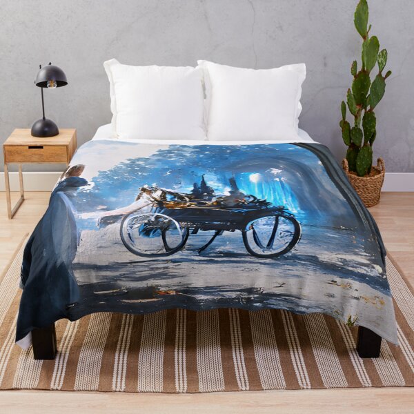 Item preview, Abstract Cinderella inspired carriage going through a blue floral arch designed and sold by fizzribbit.