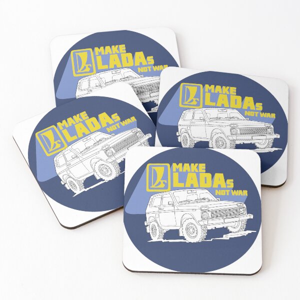 Item preview, Make Ladas Not War blue anti-war sticker based on a classic decal of the Lada Niva designed and sold by Hecksploitation.