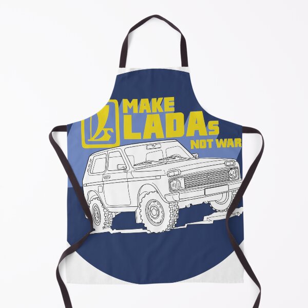 Item preview, Make Ladas Not War blue anti-war sticker based on a classic decal of the Lada Niva designed and sold by Hecksploitation.