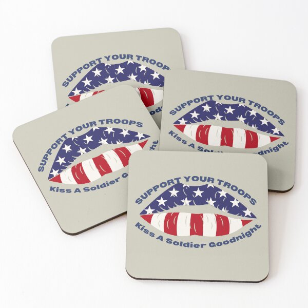 Item preview, Red White and Blue American Kiss A Soldier Support Your Troops design. designed and sold by tranquilbeach.