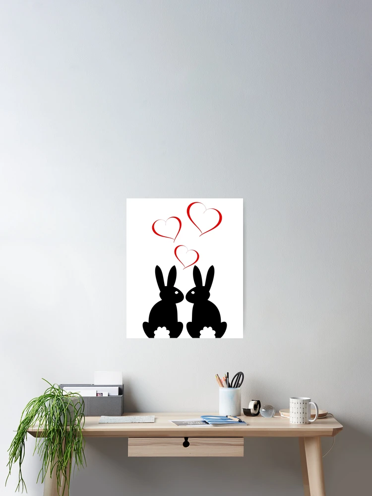 Aperçu 2 sur 3. Poster avec l'œuvre Coeur Lapin Bunny Dames Coeurs Rouges créée et vendue par DerNerd.