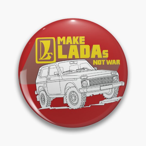 Item preview, Make Ladas Not War full red anti-war sticker based on a classic decal of the Lada Niva designed and sold by Hecksploitation.