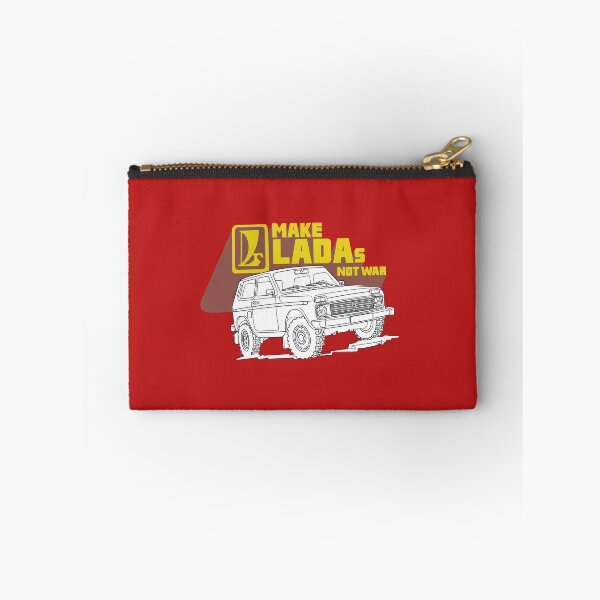 Item preview, Make Ladas Not War full red anti-war sticker based on a classic decal of the Lada Niva designed and sold by Hecksploitation.