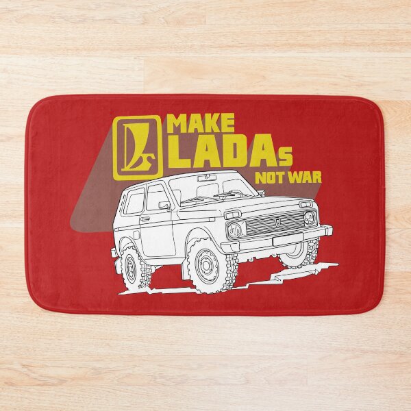 Item preview, Make Ladas Not War full red anti-war sticker based on a classic decal of the Lada Niva designed and sold by Hecksploitation.