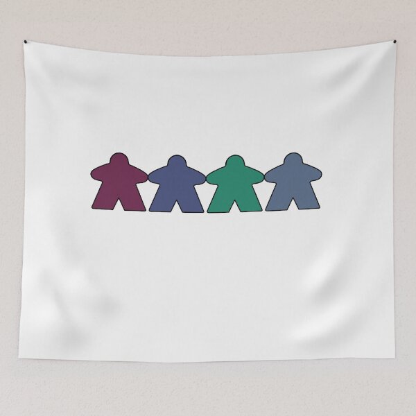 Item preview, Row of Meeples (Magenta, Purple, Teal, Blue) designed and sold by Leah Haas.