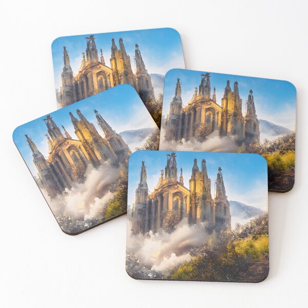 Item preview, Mountaintop Gothic Revival Architectural Style Church in Spain designed and sold by fizzribbit.