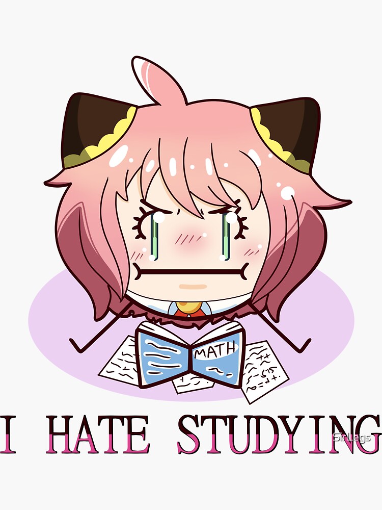 anya-i-hate-studying-sticker-for-sale-by-sirlegs-redbubble