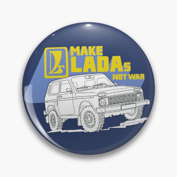 Item preview, Make Ladas Not War full blue anti-war sticker based on a classic decal of the Lada Niva designed and sold by Hecksploitation.
