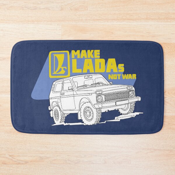 Item preview, Make Ladas Not War full blue anti-war sticker based on a classic decal of the Lada Niva designed and sold by Hecksploitation.