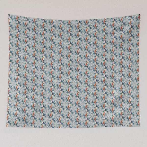 Item preview, Abstract XIV Pattern with Blue, Rust, Greens Watercolor Design designed and sold by tranquilbeach.