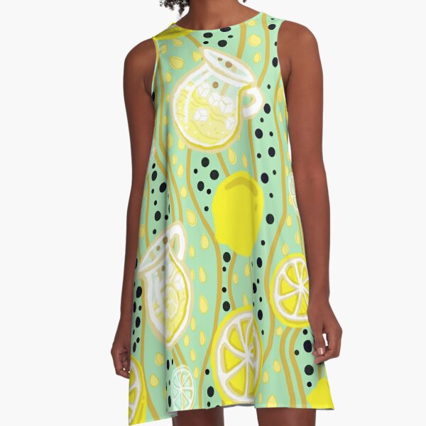 LEMONADE IS SUMMER in a refreshing yellow and lime green colors to bring a splash of summer to your home or to wear A-Line Dress