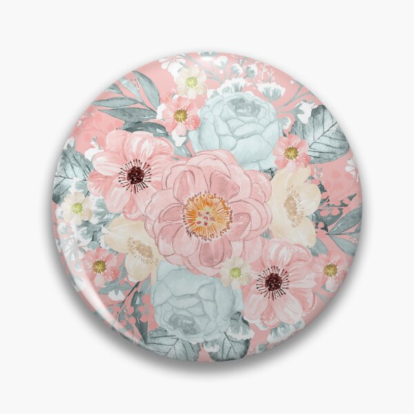 Item preview, Pink and Turquoise Flowers on Pink Background designed and sold by SixelaDesign.