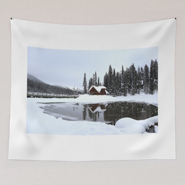 Item preview, Pretty Winter Cabin by a Lake designed and sold by ClarissaFlora.
