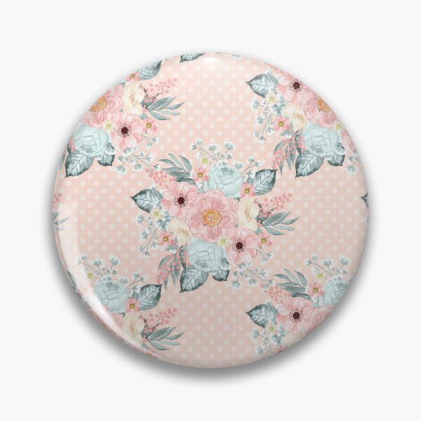 Item preview, Pink and Aqua Flowers on Blush Background designed and sold by SixelaDesign.