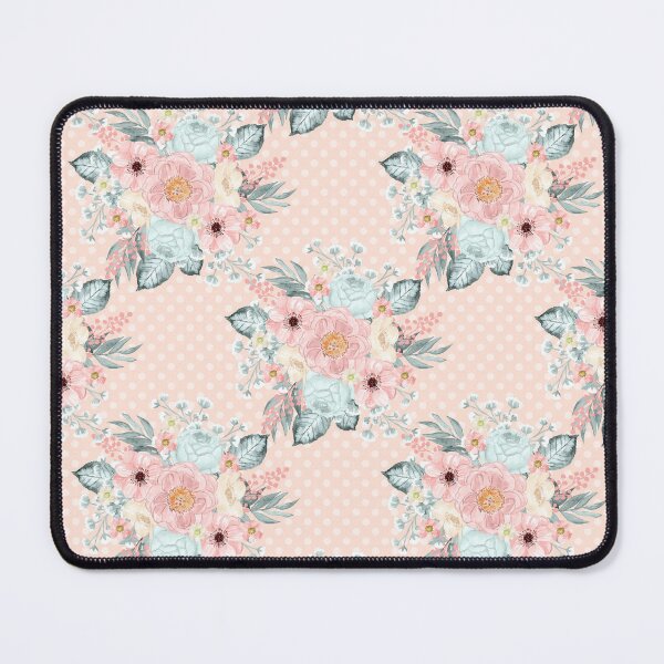 Item preview, Pink and Aqua Flowers on Blush Background designed and sold by SixelaDesign.