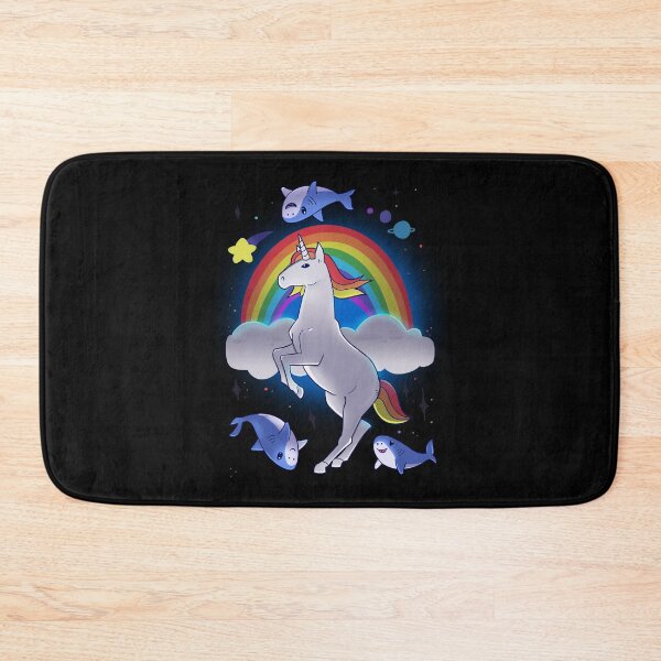 Item preview, Unicornio mágico del arco iris con lindos tiburones designed and sold by Mossysplashart.
