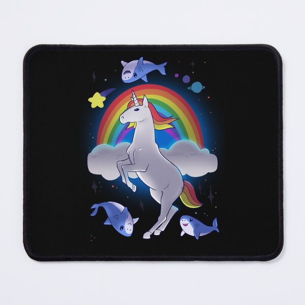 Item preview, Rainbow magic unicorn with cute sharks designed and sold by Mossysplashart.