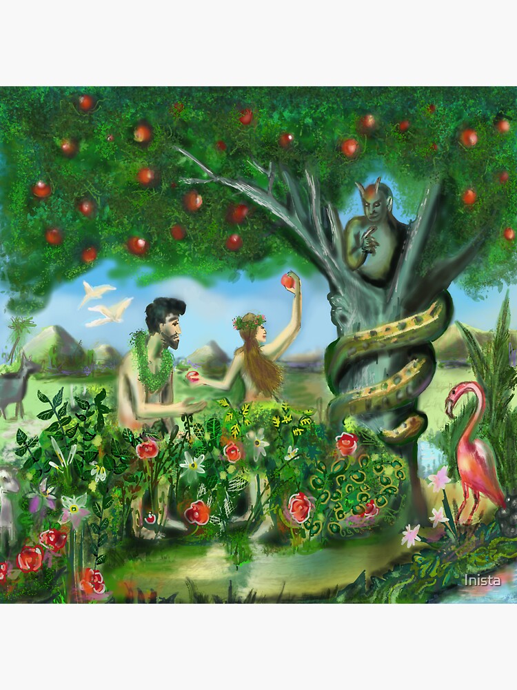 quot Adam and Eve in Eden Garden Paradise quot Sticker for Sale by Inista