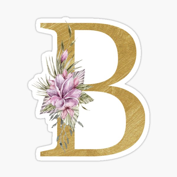 "Watercolor Floral B Letter Monogram Print" Sticker For Sale By Tiana ...