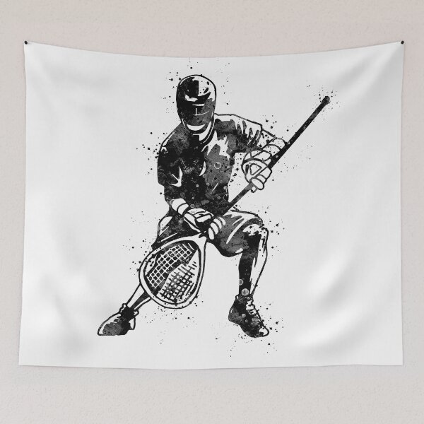 Item preview, Boy Lacrosse Player Black and White Silhouette designed and sold by LotusGifts.
