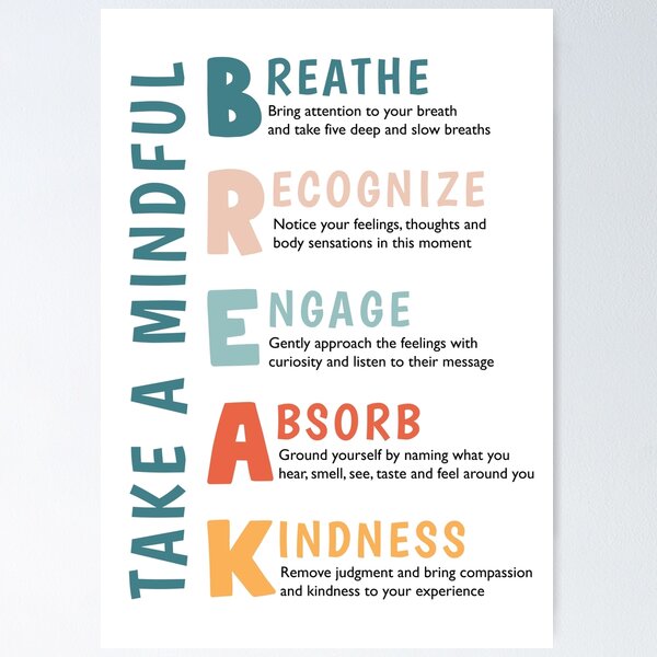 Item preview, Mindful Break Wellness Check In Mindfulness Grounding Mental Health Art Therapy Office Decor School Counseling designed and sold by Therapy Tools For All.