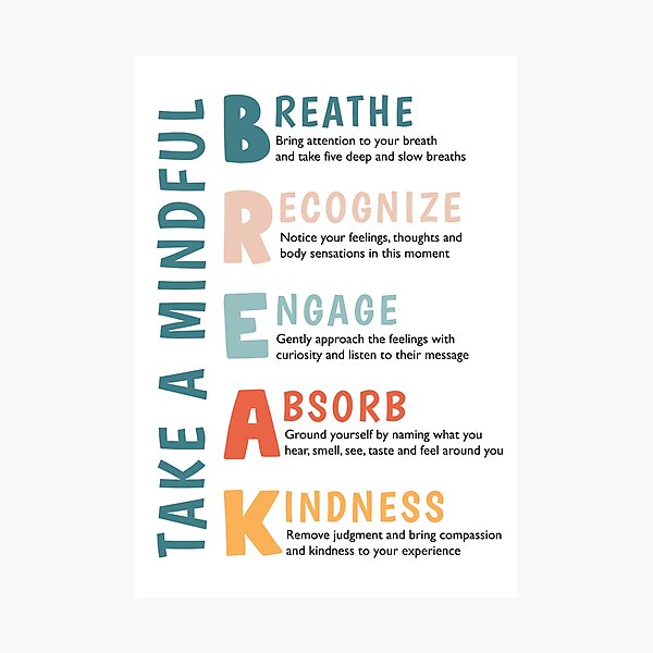 Item preview, Mindful Break Wellness Check In Mindfulness Grounding Mental Health Art Therapy Office Decor School Counseling designed and sold by Therapy Tools For All.