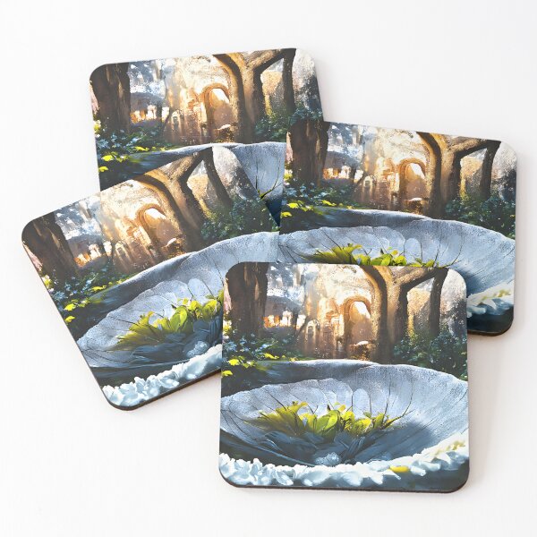 Item preview, Bird bath in a garden with gardenias  designed and sold by fizzribbit.